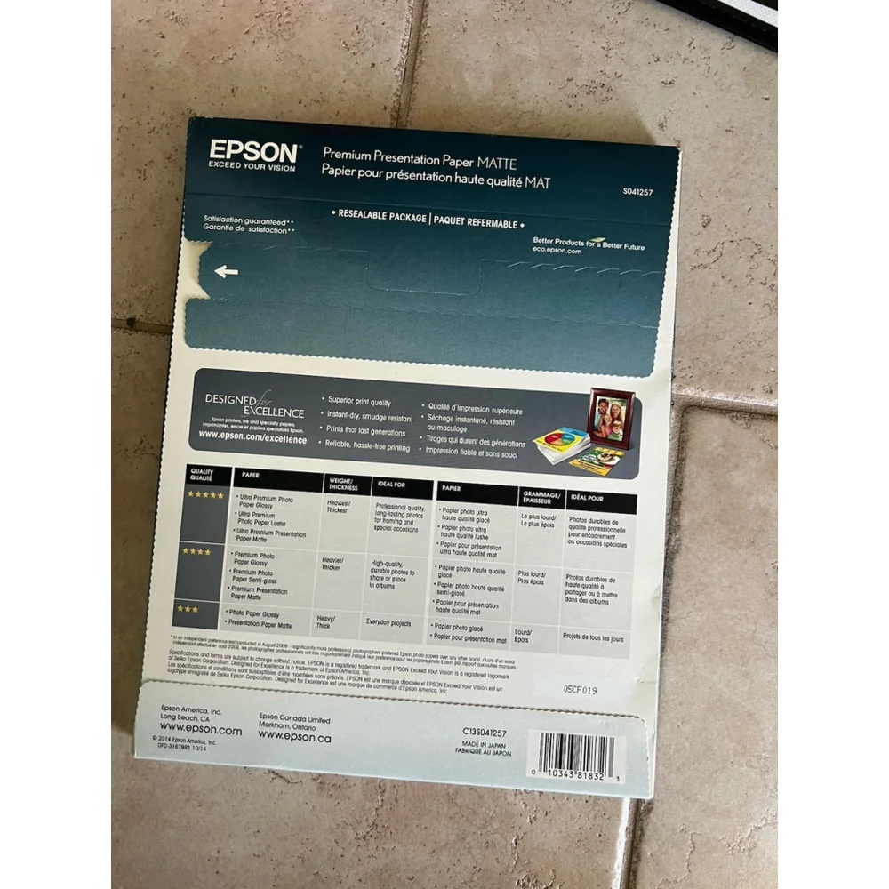 Epson Premium Presentation Paper MATTE (8.5x11 Inches, Double-sided, 50 Sheets)